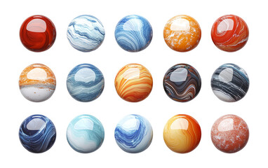 Wall Mural - colorful marble spheres on transparent background