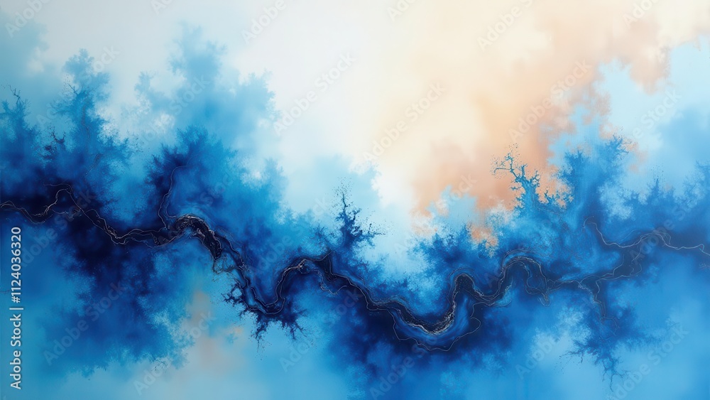 Glowing pearly textures. Effortlessly beautiful spill of azure and ...