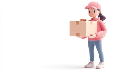 Aufkleber - A 3D character holding a package, representing delivery or logistics.