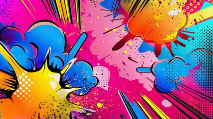 Poster - Colorful Abstract Explosion in Pop Art Style Vibrant Journey