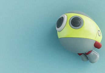 Poster - A colorful, cartoonish robot toy with large eyes and a playful design.