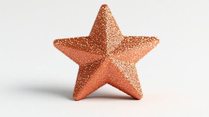 Poster - A textured orange star decoration with a sparkling finish on a light background.