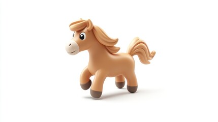 Poster - A cute, cartoonish toy horse with a friendly expression, designed for play and imagination.
