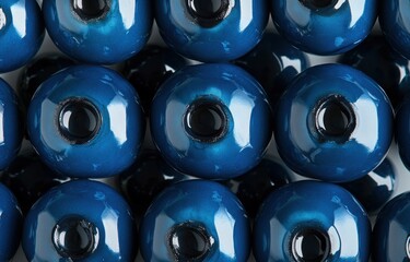 Poster - A close-up of shiny blue beads arranged in a pattern.