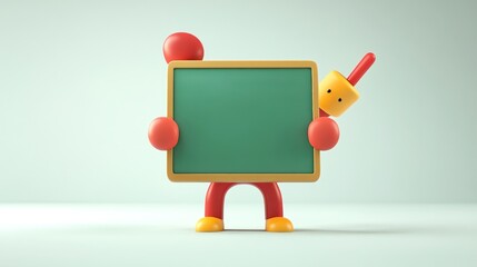 Poster - A playful character holding a chalkboard, symbolizing education and creativity.