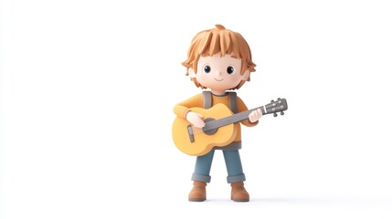 Poster - A cheerful cartoon character playing a guitar, showcasing creativity and music.