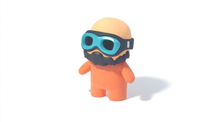 Poster - A cartoonish character with a bald head, beard, and goggles, designed for playful contexts.