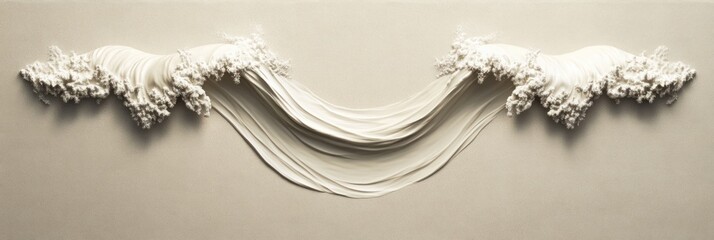 Poster - A textured, flowing white installation resembling fabric or waves against a neutral background.