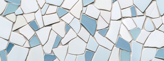 Poster - A mosaic of light blue and white tiles arranged in a random pattern.