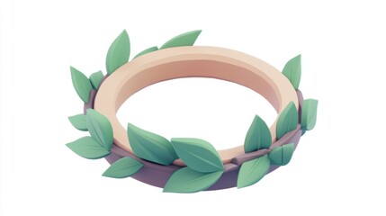 Poster - A stylized circular wreath adorned with green leaves, suggesting nature and decoration.