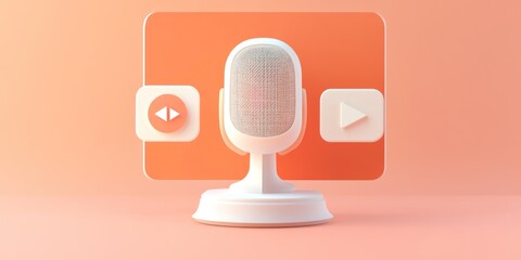 Aufkleber - A stylized microphone with play and rewind buttons, suggesting audio or video content creation.