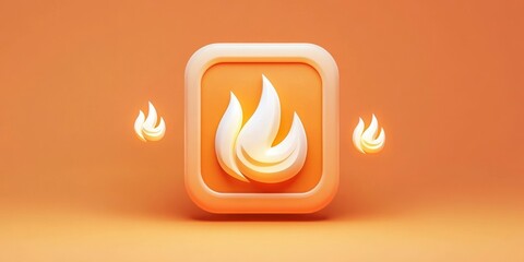 Aufkleber - A stylized flame icon on an orange background, representing energy or warmth.
