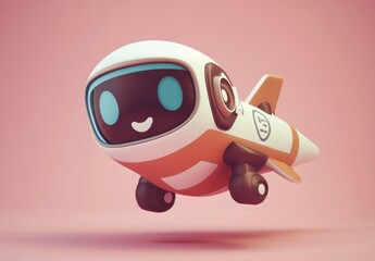 Aufkleber - A cute, cartoonish rocket with a smiling face, designed for a playful aesthetic.