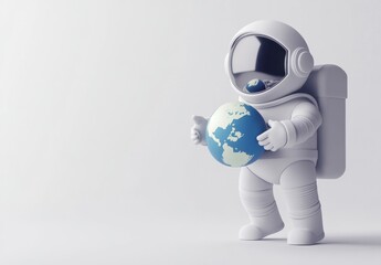 Poster - A stylized astronaut figure holding a globe, symbolizing exploration and environmental awareness.