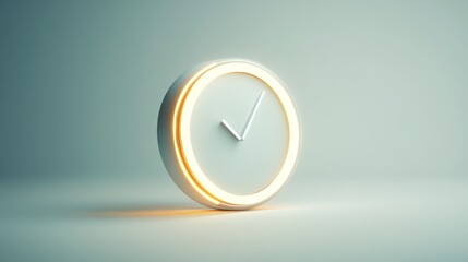 Fototapete - A modern clock with a minimalist design and a glowing circular outline.
