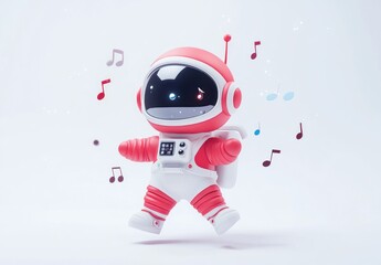 Poster - A cute, animated astronaut figure dancing with musical notes around it.