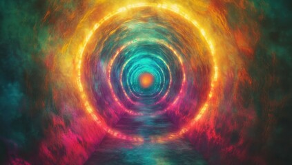Aufkleber - A vibrant tunnel of swirling colors creating a mesmerizing visual experience.