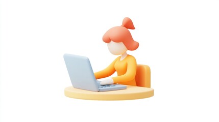 Poster - A stylized illustration of a person working on a laptop at a desk.