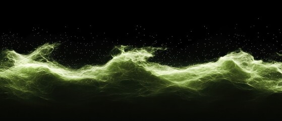 Poster - Ethereal green waves of light and mist create a mystical atmosphere.