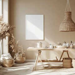 Aufkleber - A serene workspace featuring natural elements and a minimalist design.