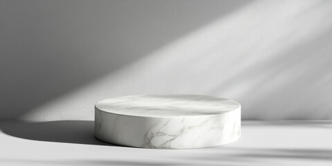 Aufkleber - A minimalist marble pedestal casting soft shadows in a serene environment.