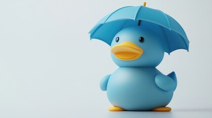 Aufkleber - A cute blue duck holding a small blue umbrella, evoking a playful and whimsical vibe.