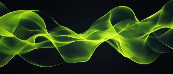 Poster - A vibrant green wave design on a dark background, suggesting movement and energy.