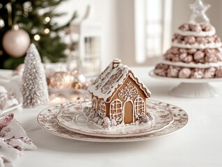 Sticker - Gingerbread House with Christmas Tree