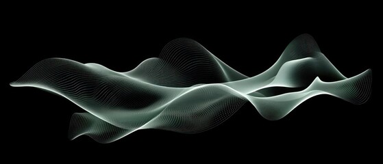 Poster - Abstract wavy lines in a fluid, ethereal design on a dark background.