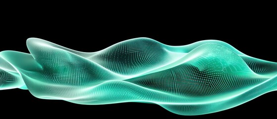 Leinwandbilder - Abstract digital waves in turquoise and black, suggesting motion and fluidity.