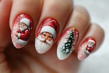 Sticker - Christmas nail art hand