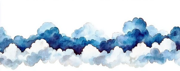 Poster - Watercolor Abstract Clouds in Shades of Blue and White, Soft and Ethereal Atmosphere, Perfect for Backgrounds and Creative Projects