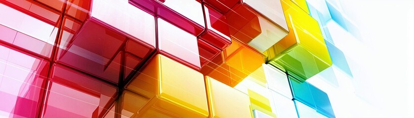 Poster - Colorful Abstract Composition of Transparent Cubes in Vibrant Tones for Modern Design Applications and Creative Projects