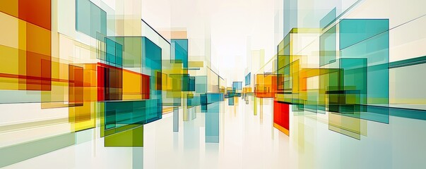 Poster - Vibrant Abstract Composition with Colorful Geometric Shapes in a Modern Aesthetic Design