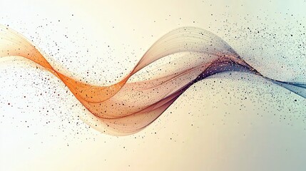 Poster - Elegant Abstract Waves with Soft Gradients and Sparkling Dust Particles in Warm Tones of Orange and Blue