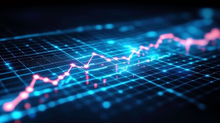 Poster - Abstract Data Visualization with Bright Graph Line over a Dark Background for Financial Analysis and Technology Concepts