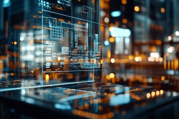 Poster - A futuristic digital interface with glowing circuit design elements reflecting advanced technology and innovation, hinting at a balance of virtual and real worlds.
