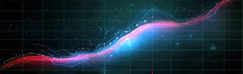 Poster - Abstract Data Visualization with Colorful Lines and Bright Sparks on a Dark Background