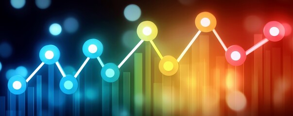Poster - Colorful Data Visualization with Trend Line and Bokeh Effect for Business Analysis and Marketing Strategies