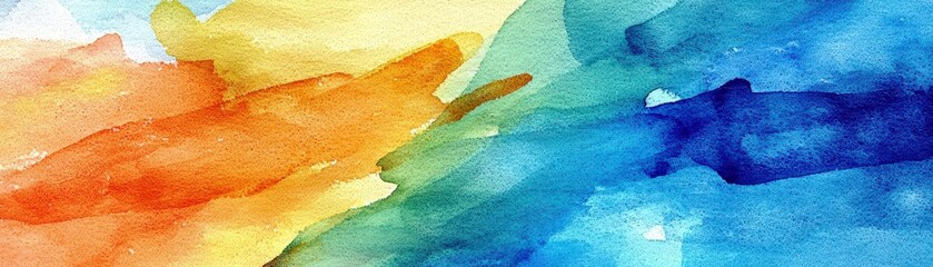 Poster - Vibrant Abstract Watercolor Background with Bright Hues of Orange, Blue, and Green Creating a Dynamic Artistic Composition for Creative Projects
