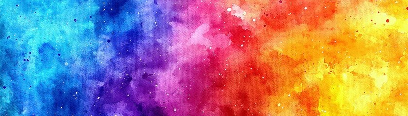 Poster - Vibrant Rainbow Watercolor Background with Blended Colors and Textured Brush Strokes for Artistic and Creative Projects