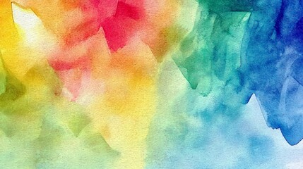 Poster - Vibrant Watercolor Background with Abstract Shapes in Bright Colors of Red, Yellow, Green, and Blue Ideal for Artistic Projects and Creative Designs