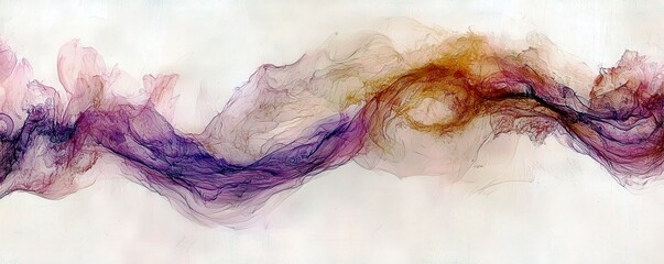 Poster - Abstract Flowing Waves in Shades of Purple and Orange on a Light Background