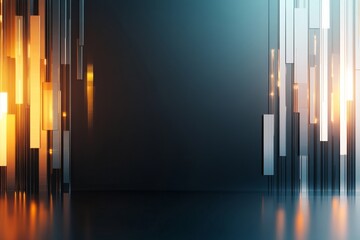 Poster - Vertical glowing bars stand against a dark backdrop, creating a minimalist and modern visual representation of energy, architecture, and sleekness.