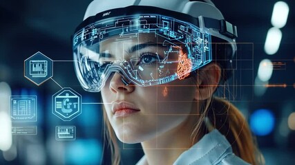 Poster - Female engineer with a helmet and safety gear, focusing on safety standards	
