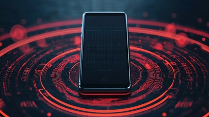 Poster - Innovative mobile technology digital environment smartphone display futuristic setting close-up perspective tech conceptualization