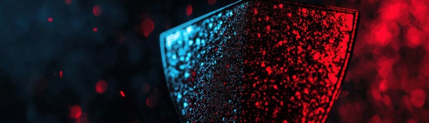 Poster - Dynamic shielding action digital realm visual art vibrant lighting close-up motion and protection concept