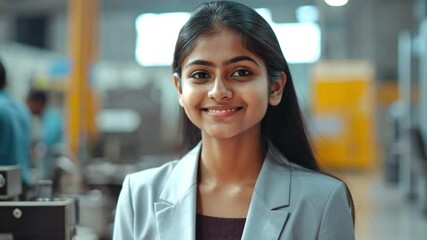 Poster - Female engineer working with a diverse team in an industrial setting	
