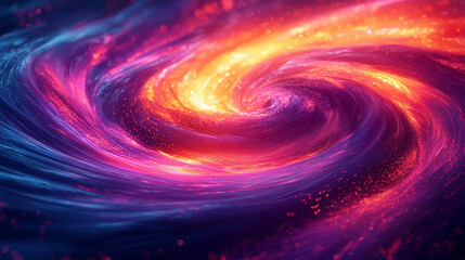 Wall Mural - cosmic vortex of swirling neon colors blending pink, purple, and orange with a radiant center