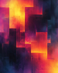Wall Mural - fiery geometric blocks in shades of orange and red creating a warm and intense abstract pattern